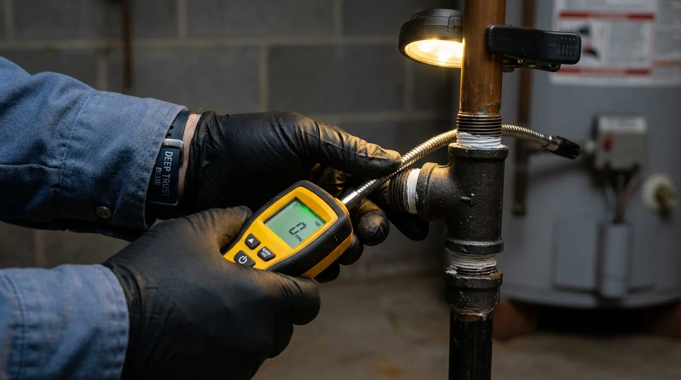 Gas leak detection with electronic sniffer by Johns Plumbing LLC in Hortonville