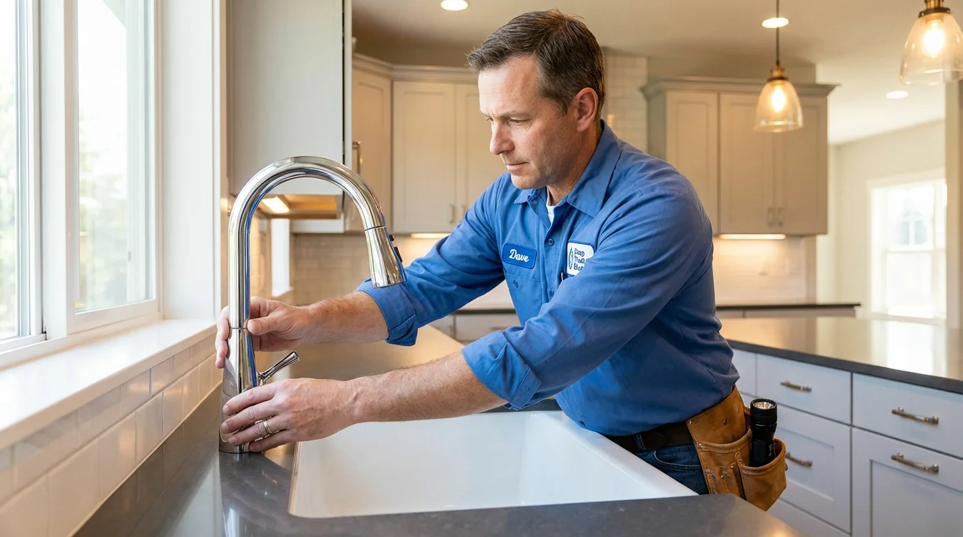 Kitchen faucet installation by Johns Plumbing LLC in Hortonville