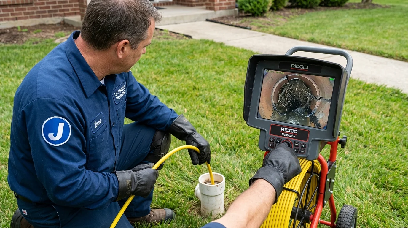 Sewer camera inspection being performed by Johns Plumbing LLC in Hortonville